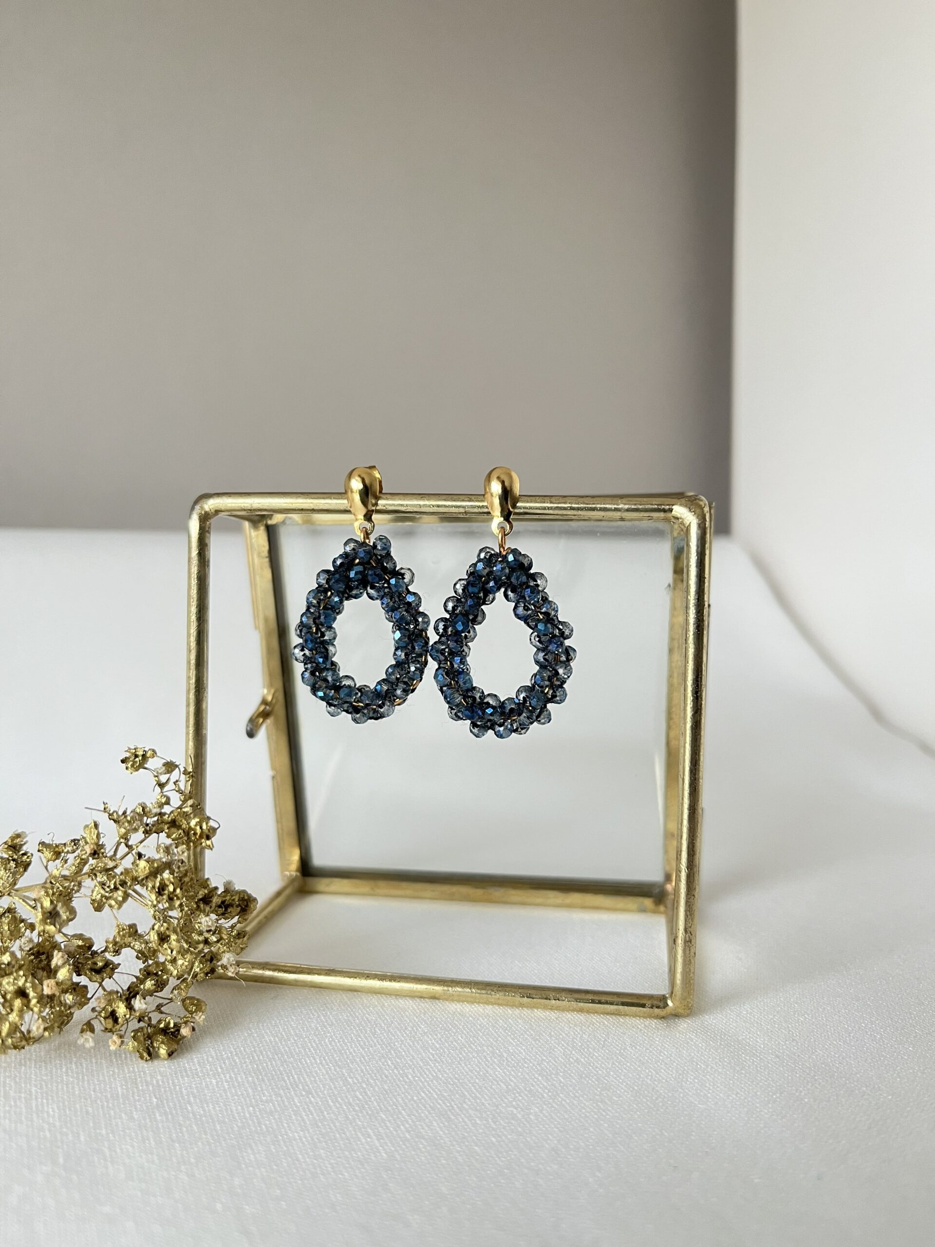 Lila druppeloorbellen met facet geslepen kraaltjes 5 cm - Afbeelding 7