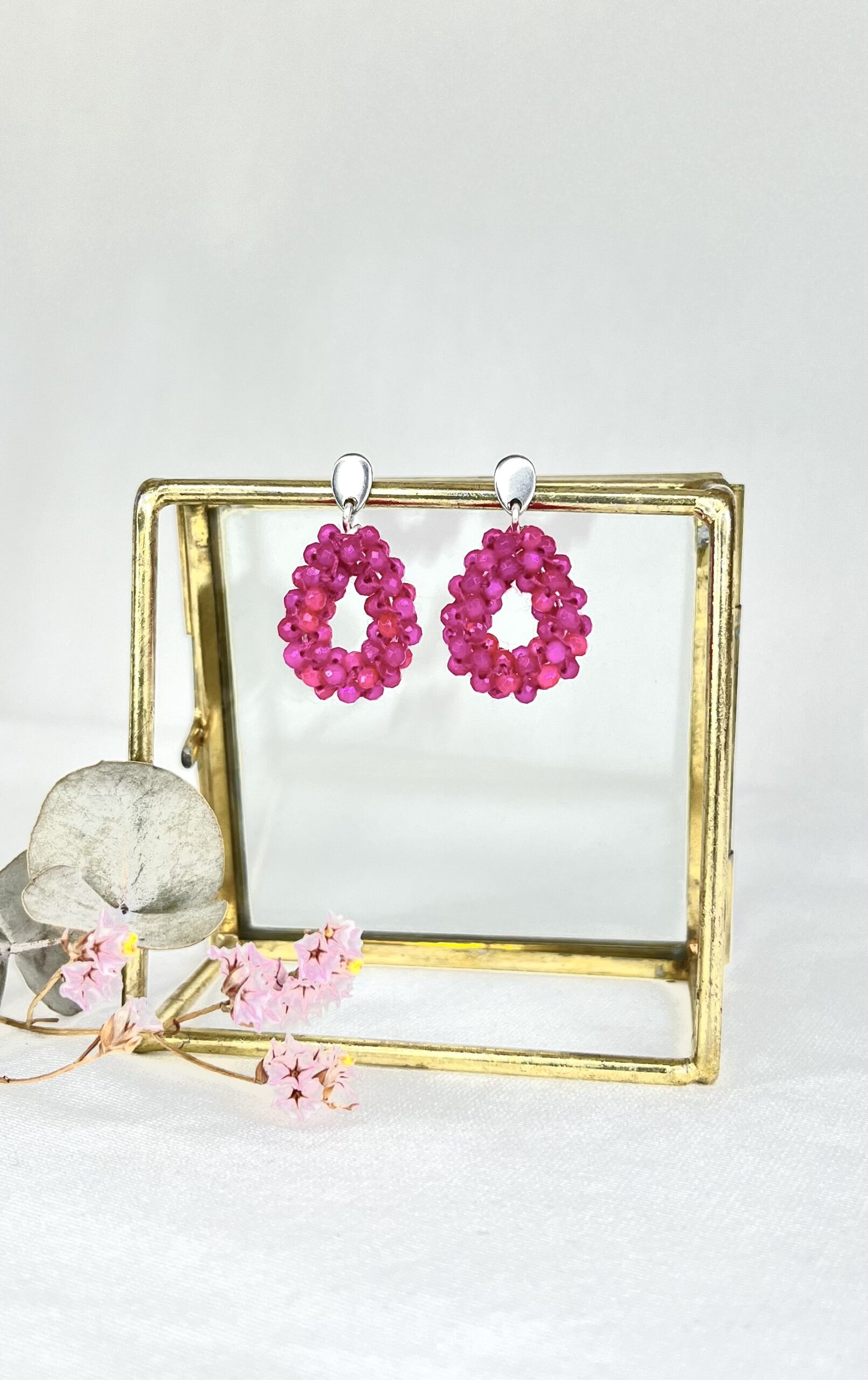 Lila druppeloorbellen met facet geslepen kraaltjes 5 cm - Afbeelding 5