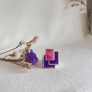 681-Mon-Couleur-sieraden-by-Alinde-paars-roze-elastische-ring-zilver-681