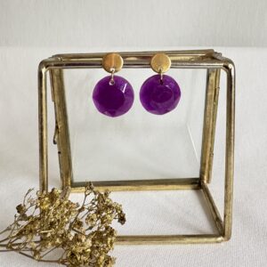724-Mon-Couleur-sieraden-by-Alinde-resin-paarse-aubergine-oorbellen-rond-facet_rvs-gouden-oorstekers