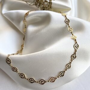 735-Mon-Couleur-sieraden-by-Alinde_ketting-RVS-goud-rond-golf