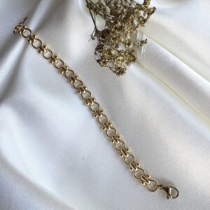 738-Mon-Couleur-sieraden-by-Alinde_armband-RVS-goud-rond-twee-bolletjes